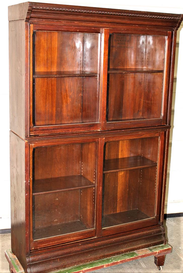 Mahogany Stacking "Danner" Bookcase With Sliding Doors (1 of 3)