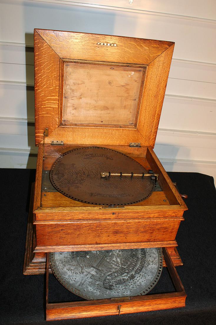Large Oak Regina 15 1/2" Disc Music Box (1 of 5)