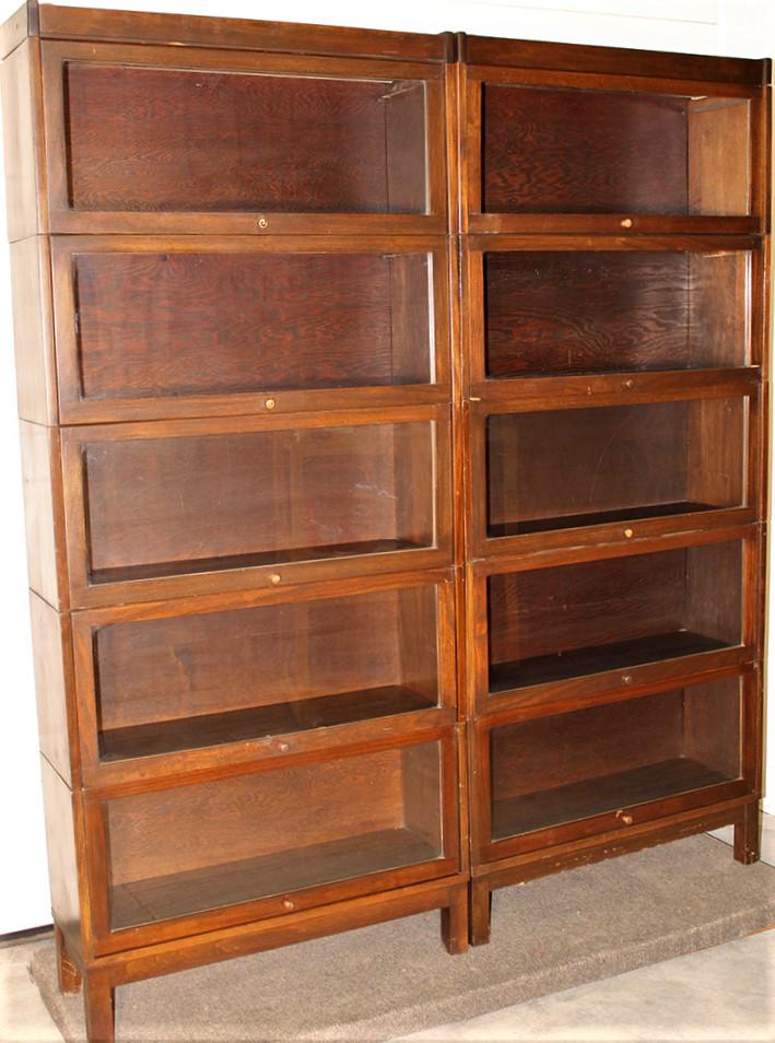 Match Pair Of Large 5 Section Stacking Bookcases (1 of 4)