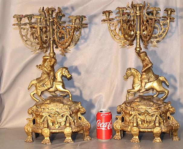 Pair Of Extremely Heavy Solid Brass Figural Candelabras (1 of 5)