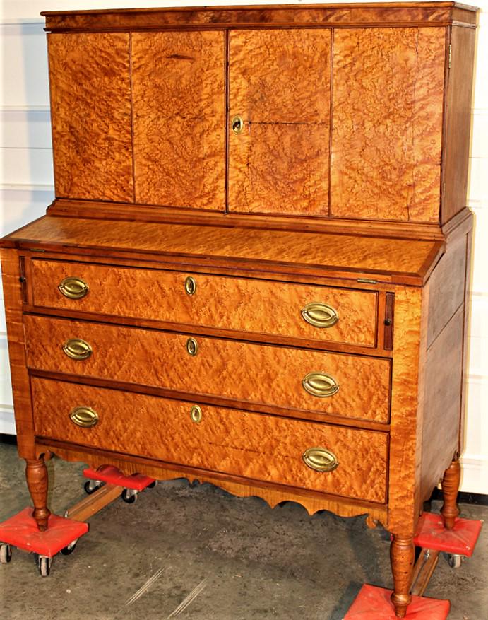 Super Period Figured Maple Flip Top Secretary (1 of 7)