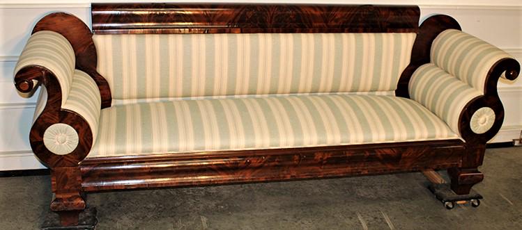 Awesome Classical Inlaid Pillow Arm Sofa: Awesome classical inlaid pillow arm sofa in excellent condition with built in pillow arms and great upholstery. 93" wide, 37" tall, 26" deep.