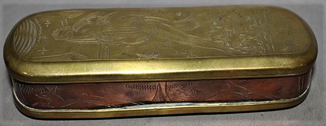 Early 18 Or Early 19Th C. Brass And Copper Engraved Tobacco Box (1 of 6)