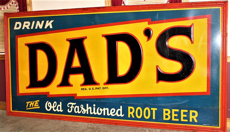 Hard To Find Original 10' Dad's Root Beer Sign In Tin (1 of 6)