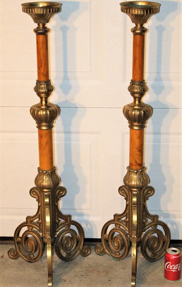 Pair Of 43" Tall Bakelite And Fancy Brass Clad Base (1 of 3)