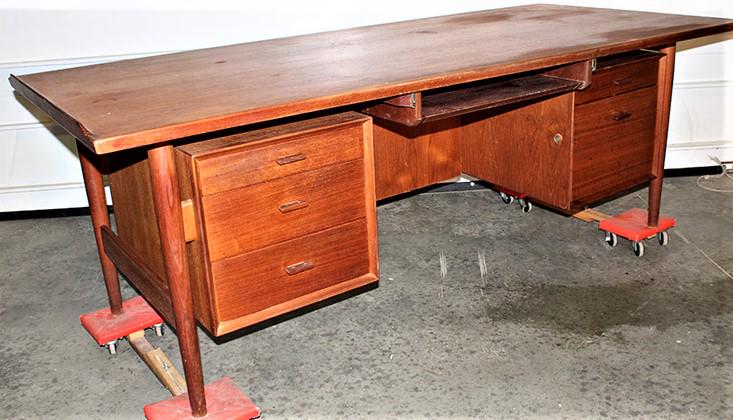 Large Arne Vodder 80" Signed Sibast Teak Executive Desk (1 of 6)