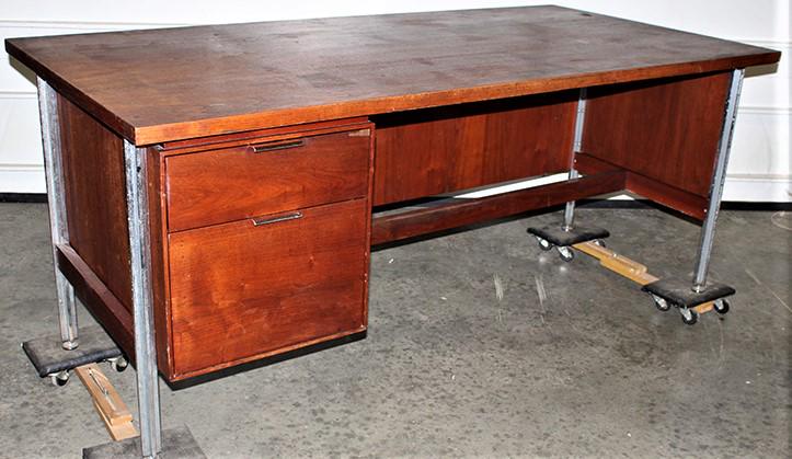 72" Signed John Stuart Mid Century Teak Executive Desk (1 of 9)