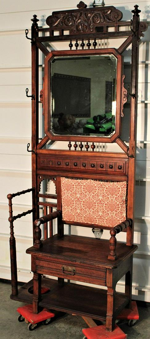 Victorian Mirror Back Hall Seat (1 of 5)