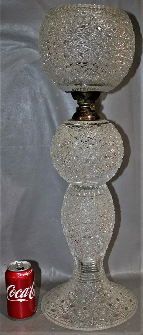 Huge 26" Triple Daisy And Button Style Oil Lamp (1 of 5)