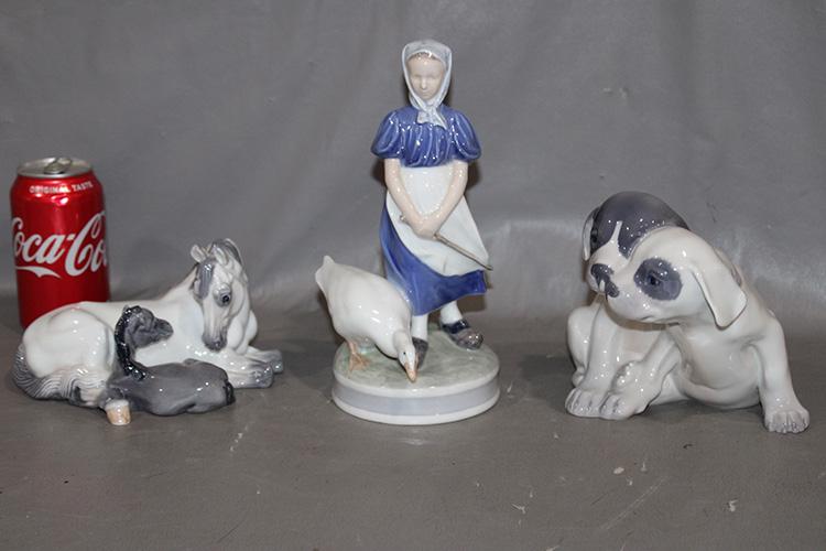 3 Nice Royal Copenhagen Horse, Goose, And Puppies (1 of 7)