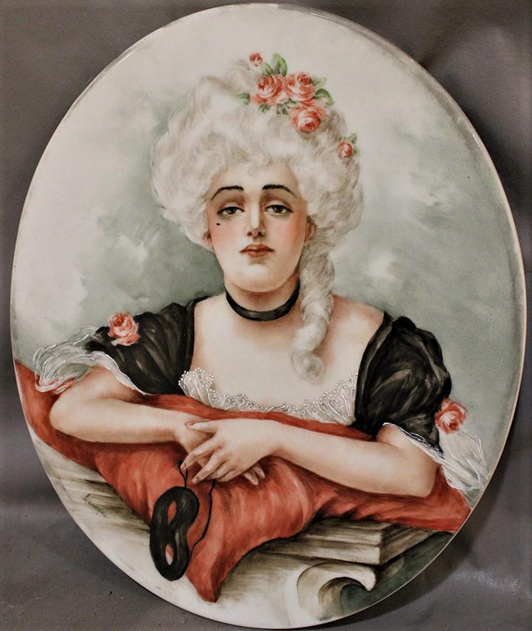 Wonderful Limoges artist signed porcelain plaque (9x11 oval) (1 of 4)