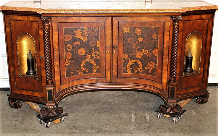 Fabulous Italian marquetry inlaid marble top sideboard (1 of 10)