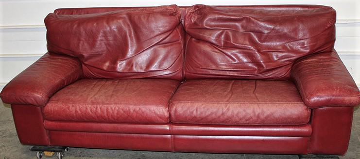 Fabulous signed Roche Bobois red leather pub style sofa (1 of 5)