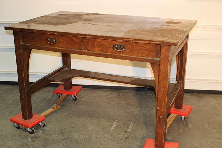 Signed L & J Stickley 2 drawer library table cases (1 of 5)