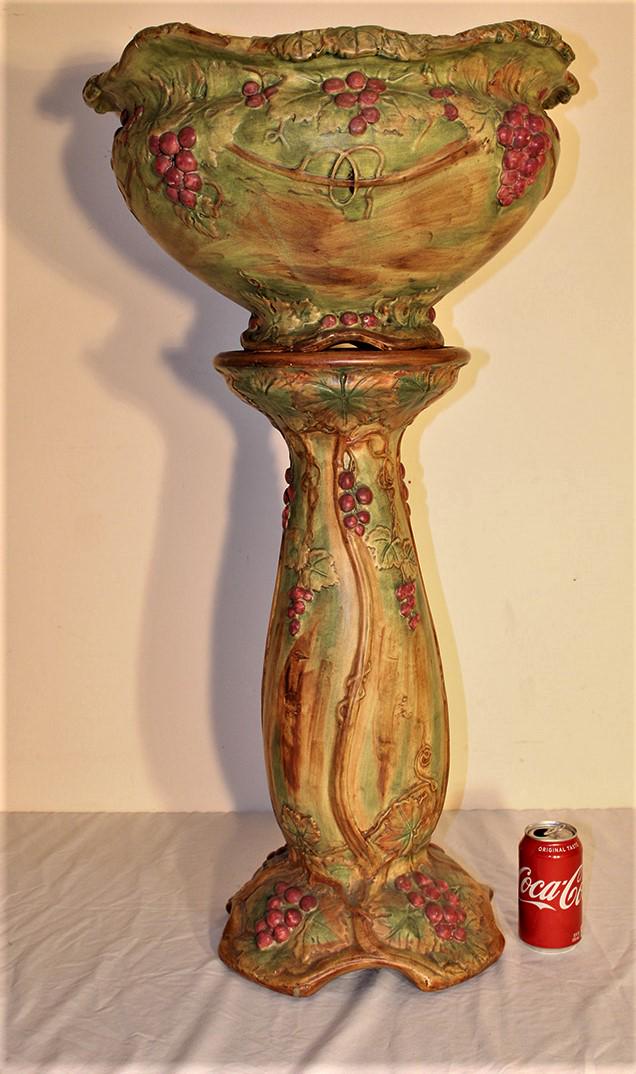 Huge 35" Weller pottery grapevine jardinere and pedestal (1 of 8)