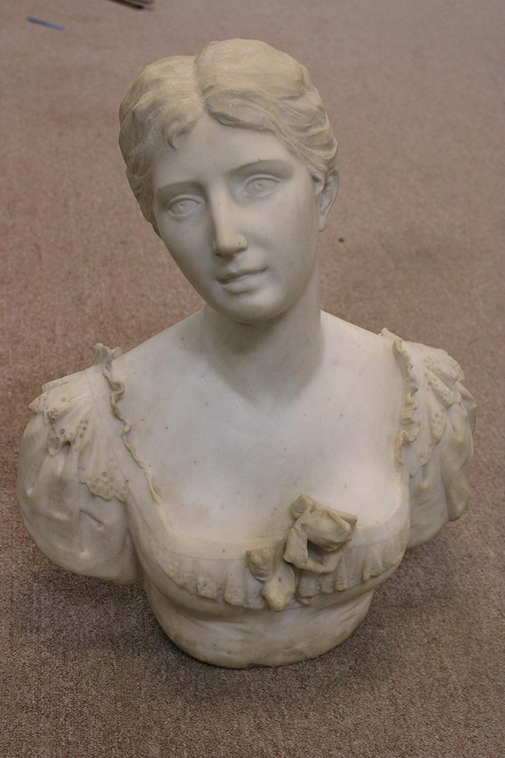 Large Victorian carved marble bust of a beautiful woman dated 1894 (1 of 6)