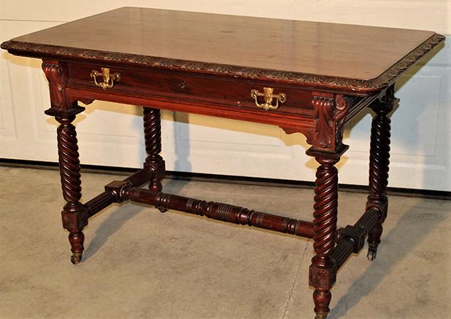 High style Victorian mahogany 1 drawer writing desk (1 of 4)