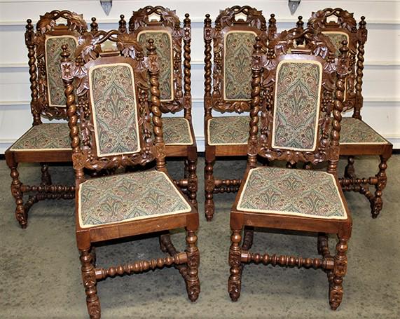 Set of 6 heavily carved black forest style with grapes and vines (1 of 5)