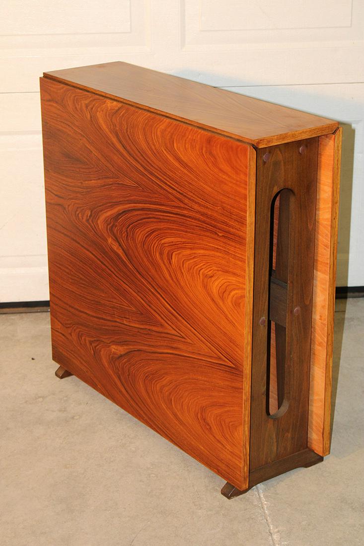 Great mid century Bruno Mathsson style tuck away table with exotic wood top (1 of 4)