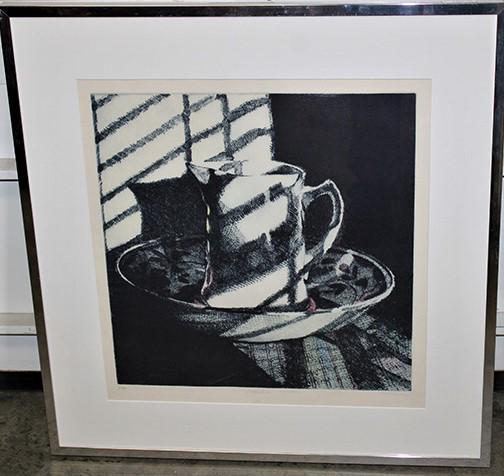 Bank accessioned mid century litho titled Ironstone Pitcher by platinum #3 of 3: Bank accessioned mid century litho titled Ironstone Pitcher by platinum #3 of 3. Nicely framed in nice condition. 27" wide, 27" tall.