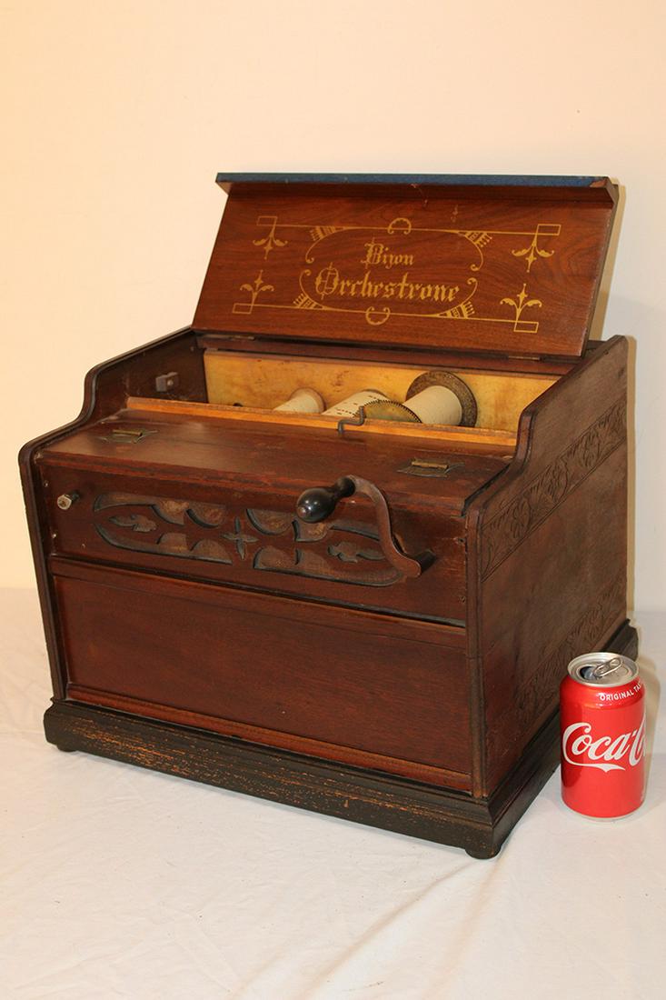 Walnut Victorian roller organ titled Bijou Orchestrion (1 of 5)