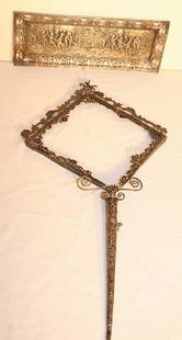 2 Early Silver Pieces Including Dish With Cupid Scene And Handle Mirror Frame: 2 early silver pieces including dish with cupid scene and handle mirror frame. Has some repairs and pieces missing on the filigree of mirror. Dish is fine, mirror is 18" long.