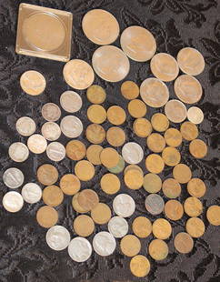 Group Of Estate Coins, Silver Wheat Pennies, Etc.: Group of estate coins, silver wheat pennies, etc. 1.65 of face silver coins.