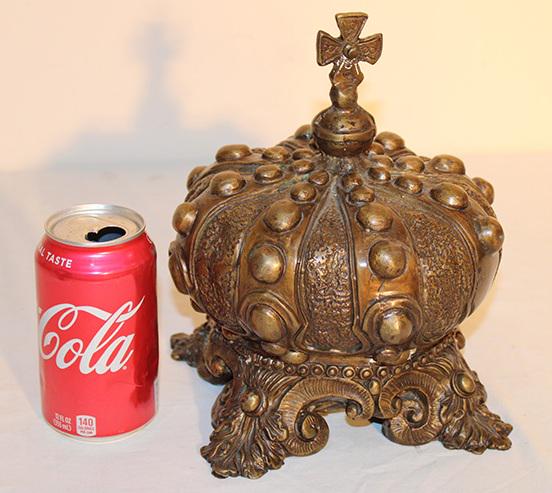 Real Neat Solid Bronze Covered Box In The Shape Of A Crown (Very Heavy) (1 of 4)