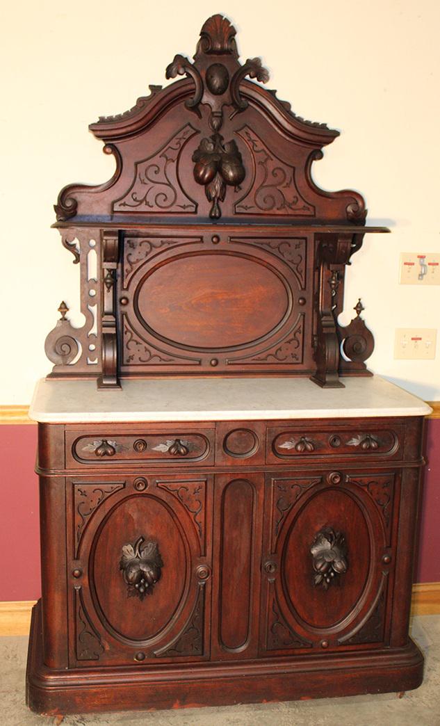 Small 48" Victorian Marble Top Sideboard With Massive Fruit Cluster (1 of 5)