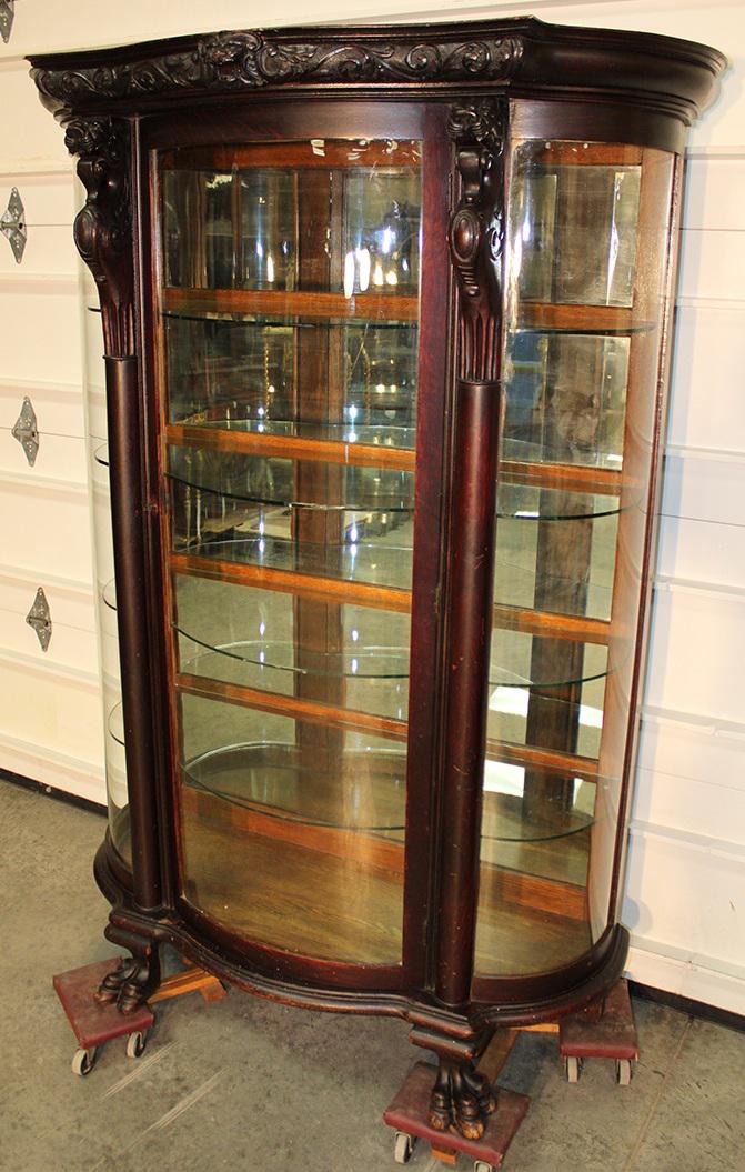 Large Bowfront Oak Horner Quality Lion China Cabinet (1 of 4)