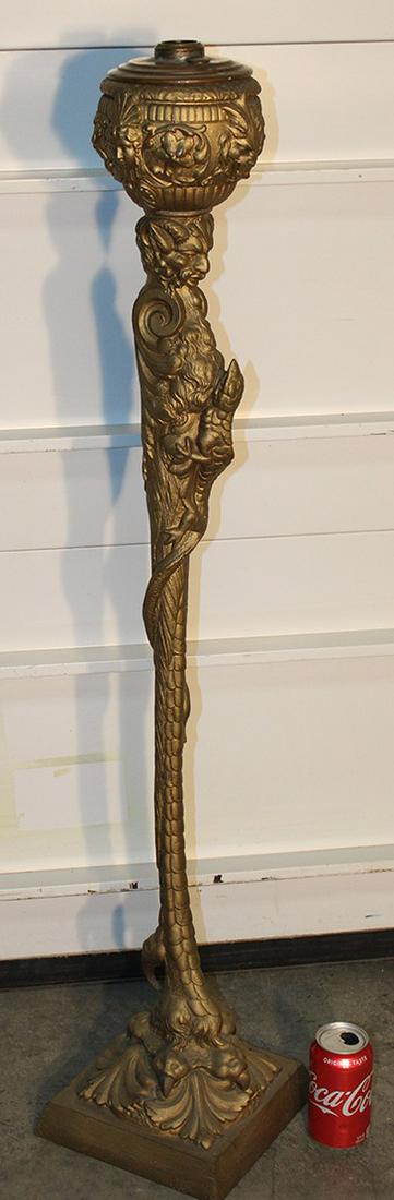 Hard To Find 44" Oil Lamp With Mythological Figures, Etc. (1 of 9)