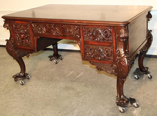 Heavily Carved Mahogany Horner Partners Desk (1 of 4)
