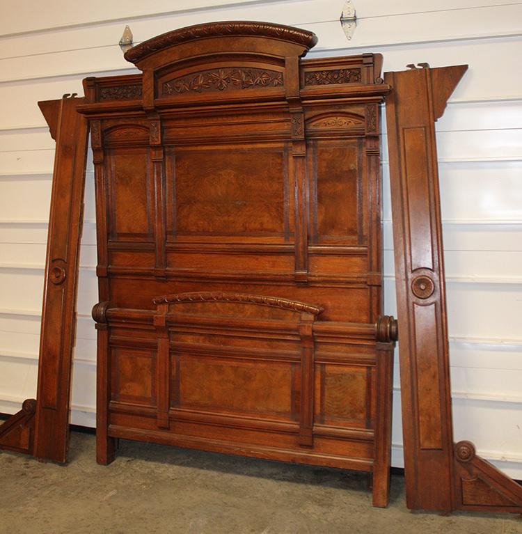 Oversized 7' High Style Eastlake Victorian Walnut Bed (1 of 5)
