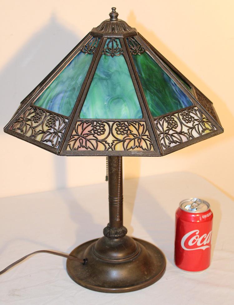 Signed Bradley And Hubbard 2 Color Panel Lamp (1 of 5)