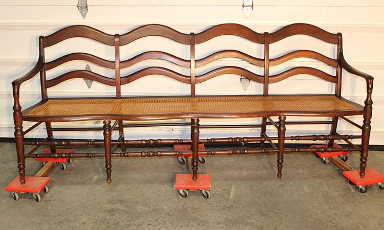 Sweet Victorian 4 Seat Walnut Bench With Cane Seat (1 of 4)