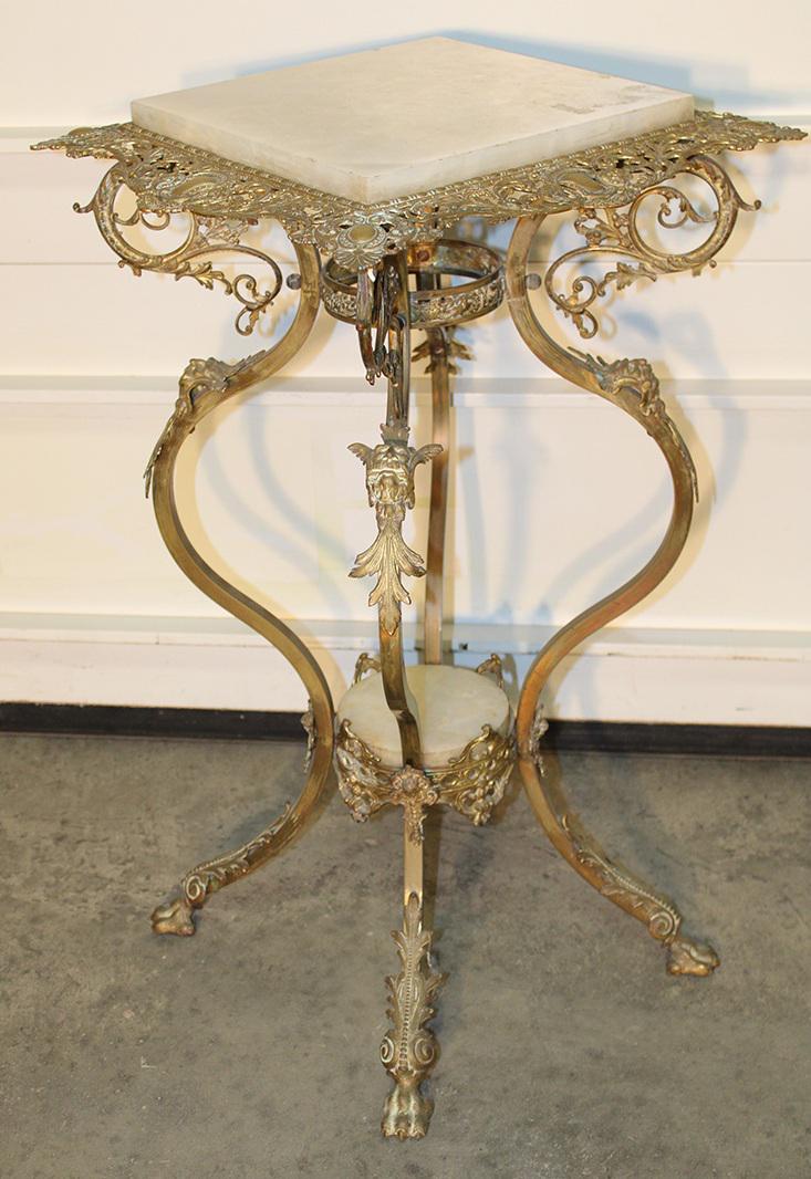 Fancy Brass And Onyx Plant Stand With Claw Feet (1 of 4)