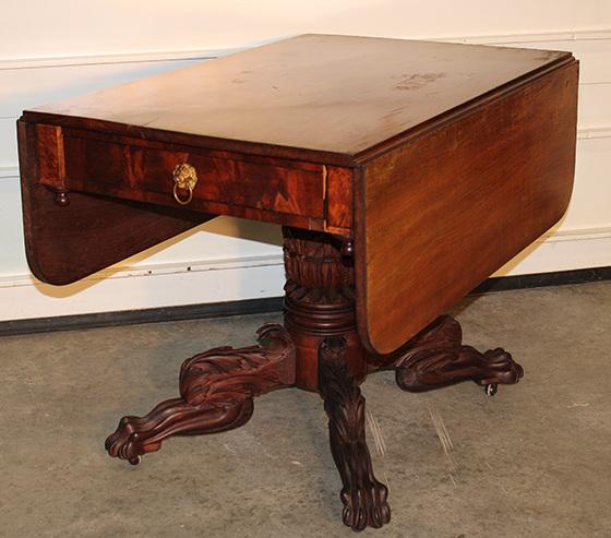Federal Acanthus Carved Period Dropleaf Table With Hair Paw Feet (1 of 5)