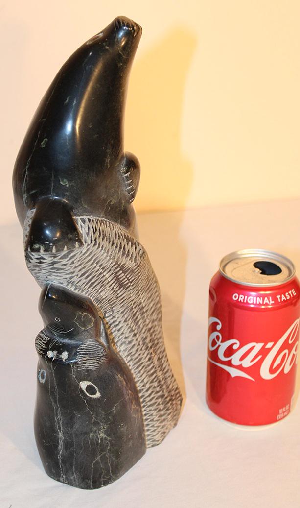 Oversized Signed 12" Hand Carved Inuit Art (Eskimo Art) (1 of 4)
