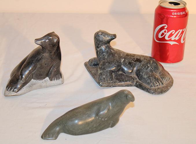 3 Signed Hand Carved Inuit Art (Eskimo Art) (1 of 10)