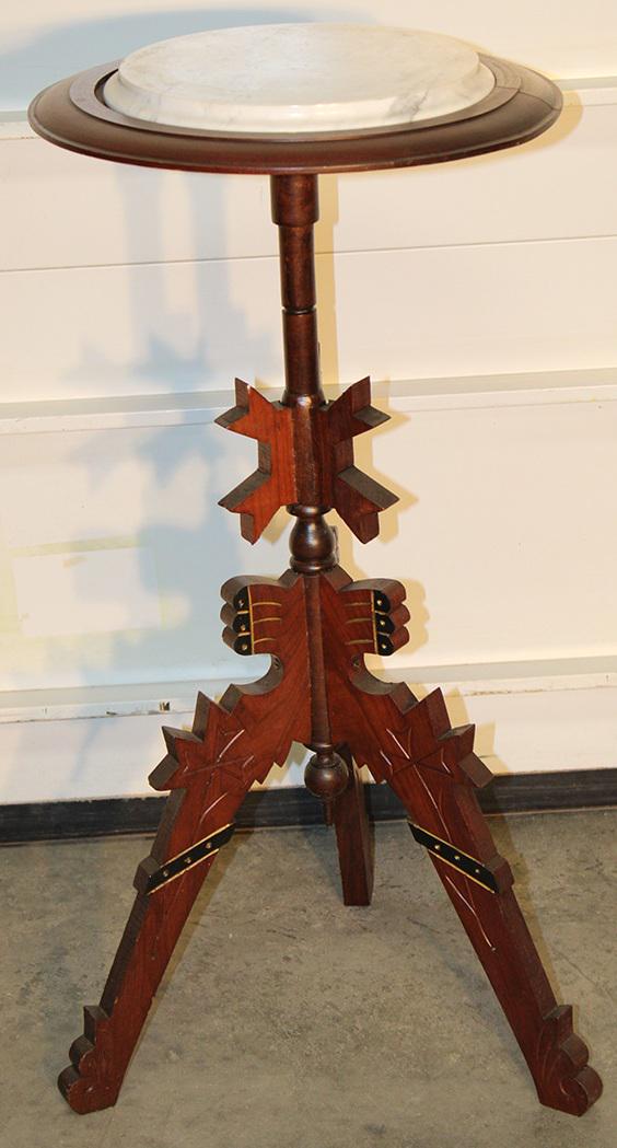 Walnut Victorian Marble Top Pedestal (1 of 3)