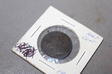 1800 Half Cent (Draped Bust): 1800 half cent (draped bust). Estate coin.