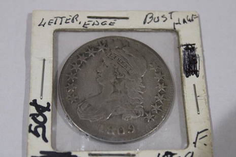 1809 Half Dollar (Lettered Edge): 1809 half dollar (lettered edge). Estate coin.