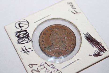 1855 And 1829 Half Cent: 1855 and 1829 half cent. Estate coins.