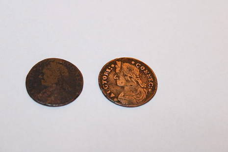 (2) 1787 Et Lib Inde Connecticut Auctori: (2) 1787 Et Lib Inde Connecticut Auctori. Estate coins.