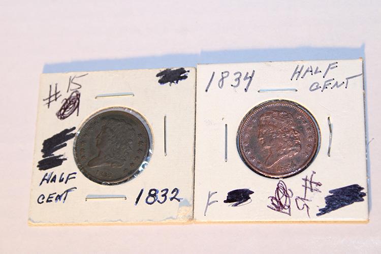 1832 And 1834 Half Cents (1 of 3)