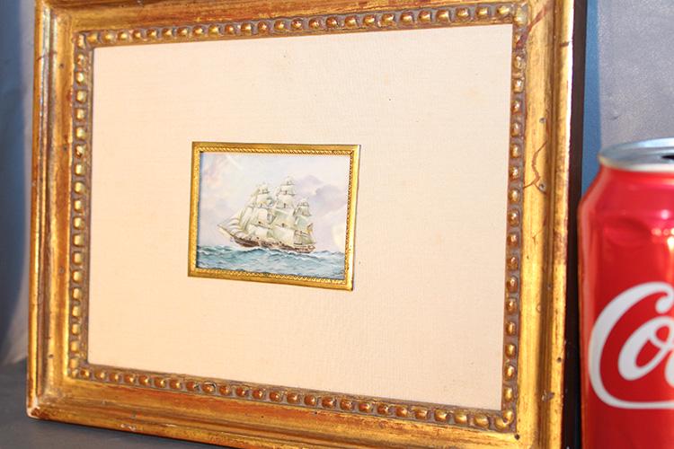 Wonderful Hand Painted Picture Of A Clipper Ship (1 of 3)