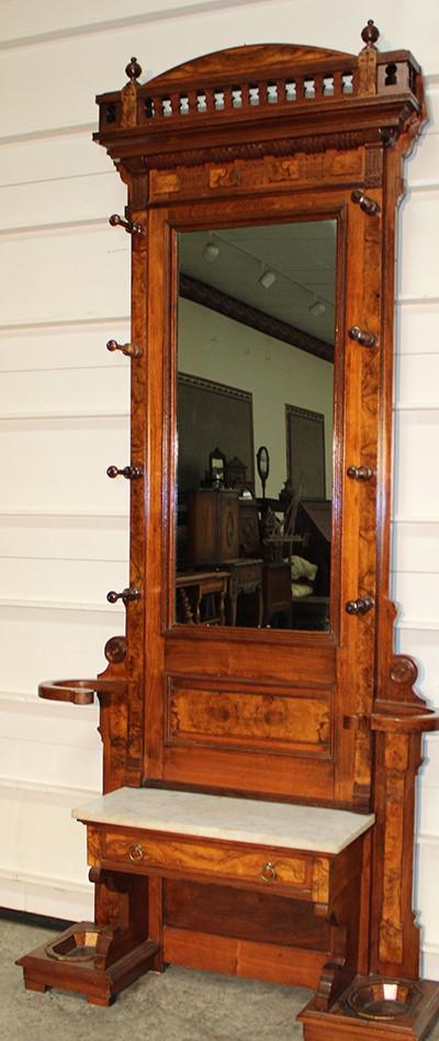 Real Nice Clean Walnut Marble Top Victorian Hall Tree (1 of 4)