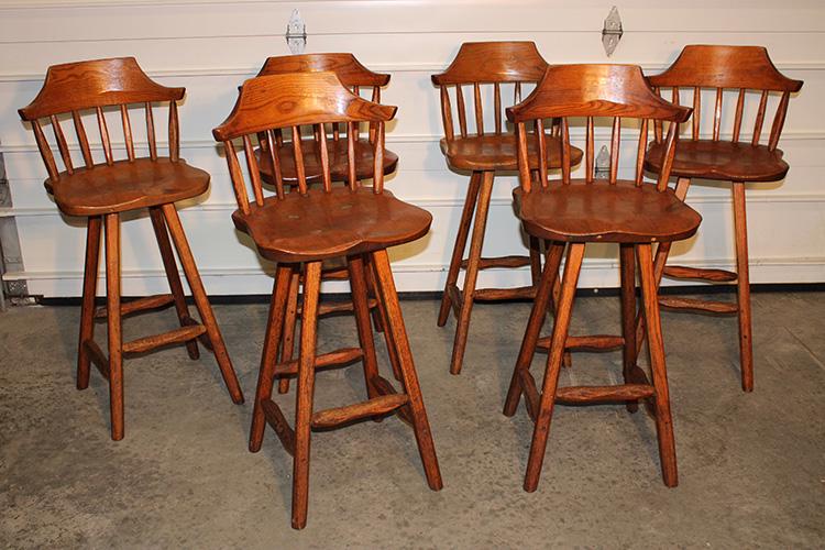 Wonderful Set Of 6 Signed "Hunt" Country Stools (1 of 4)