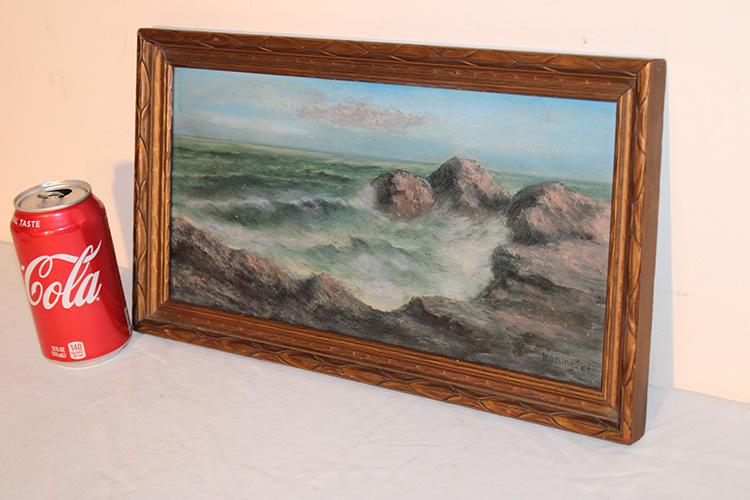 Small Oil On Board Painting Of The Ocean Signed W. G. King 21" (1 of 3)