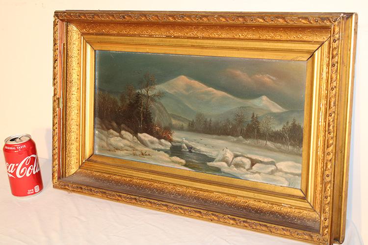 Victorian Oil On Board Painting Of A Winter Mountain River Scene (1 of 5)